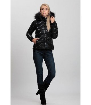 Black Coat with Fur Hat - Winter Collection