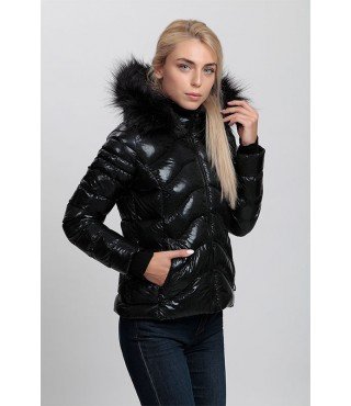 Black Coat with Fur Hat - Winter Collection