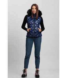 Bright Navy Blue Vest with Fur Hat - Winter Collection