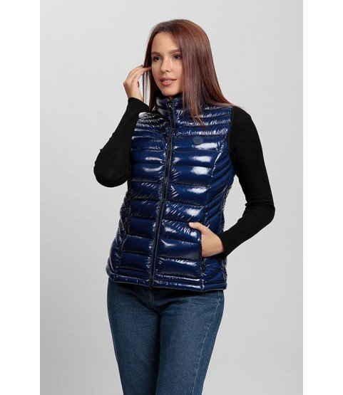 Straight Stitched Bright Navy Blue Vest - Winter Collection