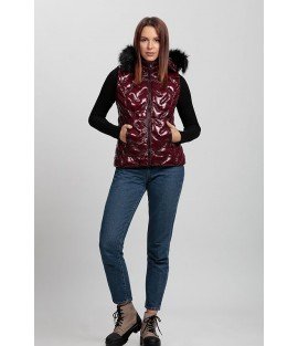 Bright Bordeaux Vest with Fur Hat - Winter Collection