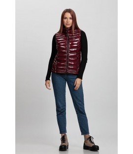 Plain Stitched Shiny Bordeaux Vest - Winter Collection