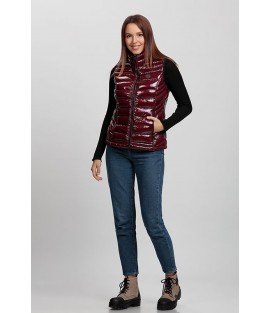 Plain Stitched Shiny Bordeaux Vest - Winter Collection