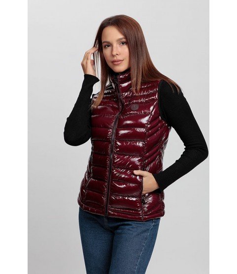 Plain Stitched Shiny Bordeaux Vest - Winter Collection