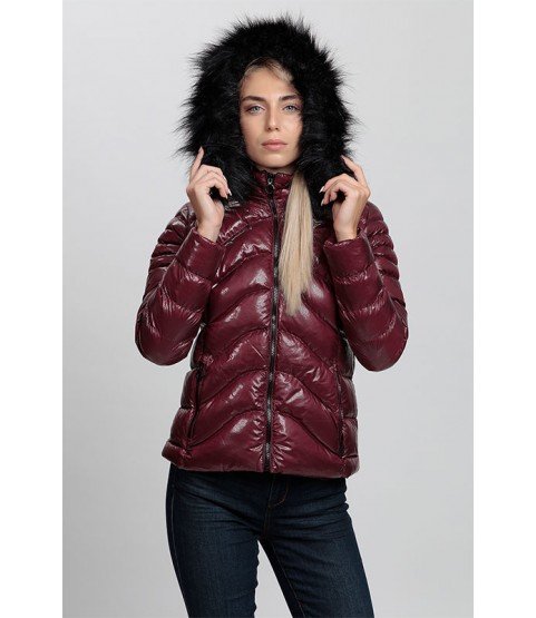 Bordeaux Coat with Fur Hat - Winter Collection