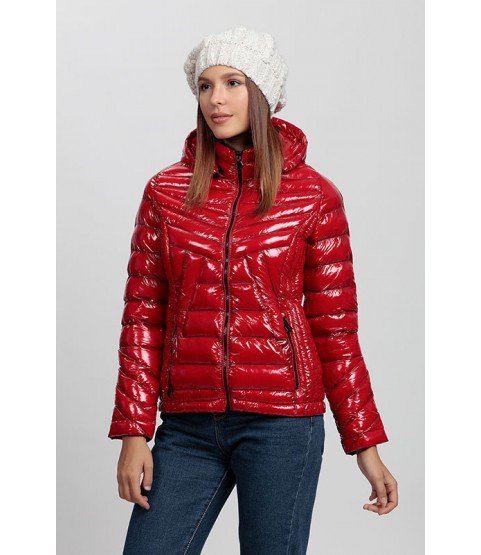 Straight Stitched Bright Red Coat with Hat - Winter Collection