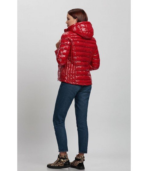 Straight Stitched Bright Red Coat with Hat - Winter Collection