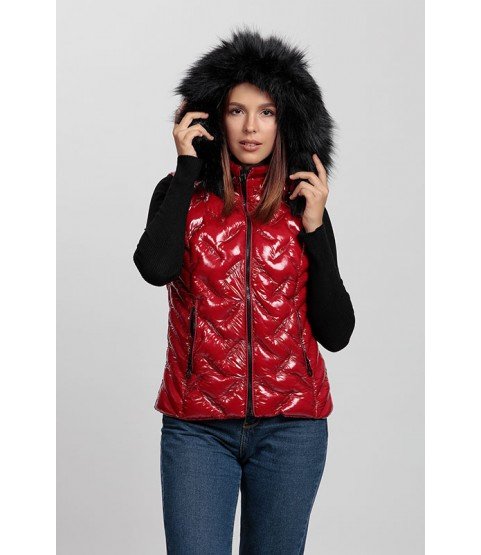 Stitched Bright Red Vest with Fur Hat - Winter Collection