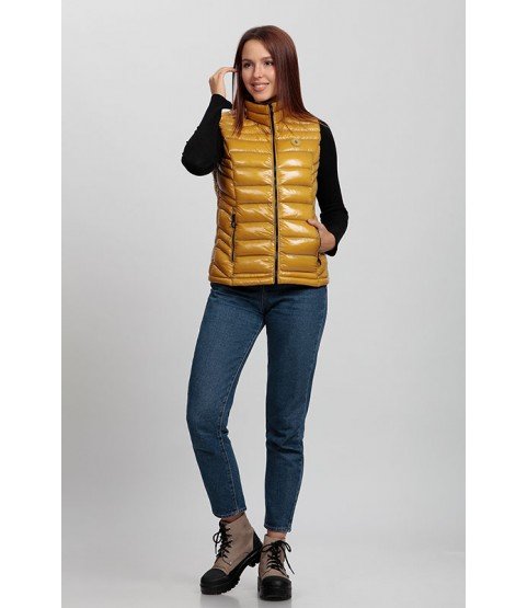 Plain Stitched Shiny Mustard Yellow Vest - Winter Collection