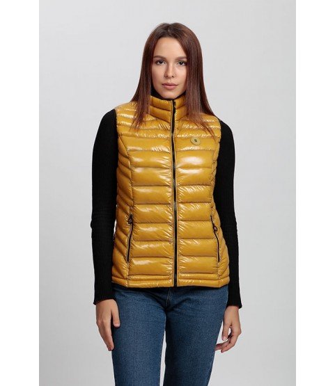 Plain Stitched Shiny Mustard Yellow Vest - Winter Collection