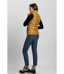 Plain Stitched Shiny Mustard Yellow Vest - Winter Collection