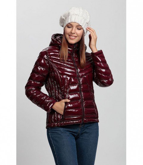 Bright Bordeaux Coat with Hat - Winter Collection